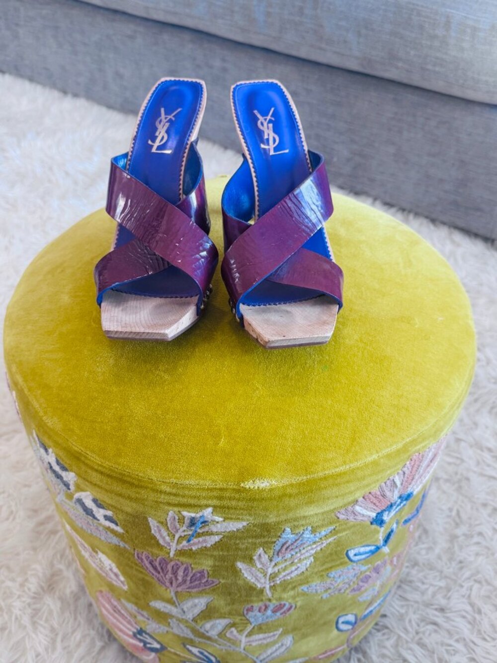 Saint Laurent Purple Patent Leather Mules 41